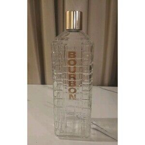 Vintage Karoff MCM Waffle Glass Bourbon Liquor Decanter